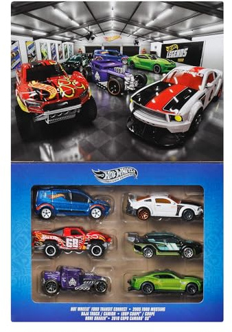Hot Wheels Silver Series 6er-Pack HW Legends (Designs können variieren) | Druckguss-Autos und Trucks im Maßstab 1:64, Set mit besonderem Design und Sammlerbox, JLB24
