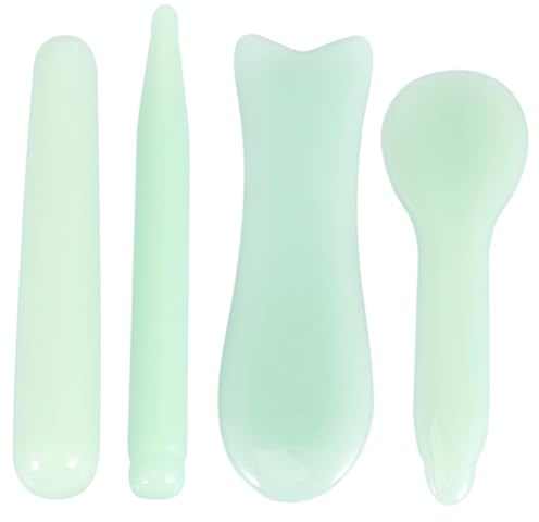 SKISUNO 4 Stück Teiliges Jade scraping rod Langlebigem Material Sanfter Massageroller für Gesicht Augen Rücken und Körper Glatte Oberfläche für Schonende Hautpflege Leicht und Einfach zu