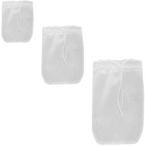 ZSUIQIN 3 Piezas Bolsas de Muselina de Nailon, Bolsas de Te Filtro Te Reutilizables con Nailon, Bolsas de leche para tamizar, para leche de nuez, zumo,elaboración de cerveza casera (3 Tamaños)