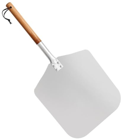 Toyvian Pelle à Pizza Aluminium avec Manche Long Bois Ergonomique Pelle à Gâteau et Dessert Pratique pour Fours à Pizza Extérieurs et Cuisson Maison