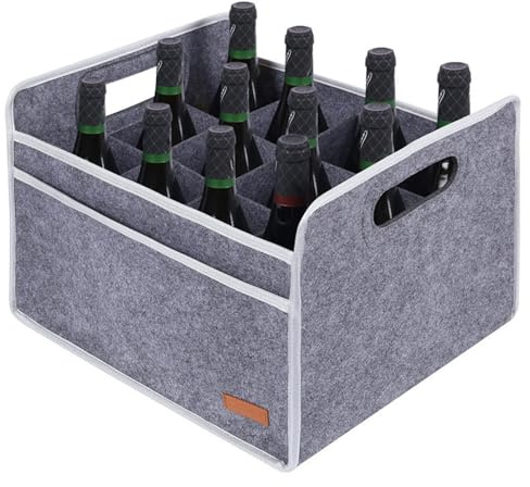 Generisch Weintragetasche 12 Flaschen Verdickter Filz Wiederverwendbar | Flaschen-Tragetasche Mit Griffen für Likör, Champagner, Einkaufen, Reisen, Camping, Picknick, Party und vielseitig
