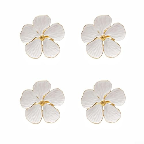 4 elegante Serviettenhalter mit Blumen-Design für Hochzeiten und (weiß)
