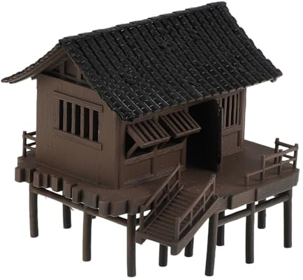 ORFOFE Miniature Pavillon Chinois Décoratif Résistant Intérieur Extérieur pour Aquarium Bonsai Terrarium Ornement Ancien Style Traditionnel