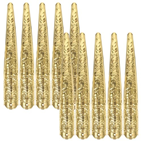 GALPADA Anillos para Uñas Metálicos Dorados 10 Piezas, Cubiertas Largas para Punta del Dedo Estilo Reina, Accesorio Cosplay Halloween y Decoración de Uñas para Fiesta