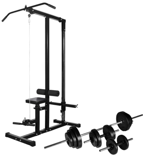 Ordellia Fitnessstation mit Langhantel und Kurzhantel Set 30,5 kg für Krafttraining, Hantel, Bank, Rack, Turm, Homegym, Muskelaufbau, Workout und Ausdauer