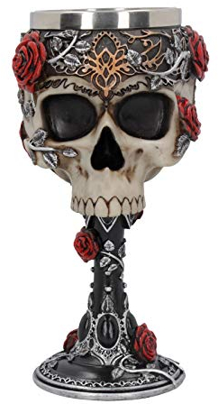 Nemesis Now B4327M8 Gothic Roses Goblet 18cm Black, Resin w/stainless steel insert, One Size