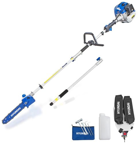 Hyundai Sega a benzina a lunga portata da 52 cc, potatore/motosega, barra da 26 cm e portata fino a 2,7 m, antivibrazione, albero triplo diviso