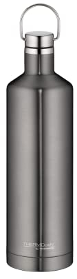 THERMOcafé by THERMOS TC TRAVELER BOTTLE stone grey mat 0,75l, Thermosflasche aus Edelstahl, 12h heiß & 24h kalt, absolut dicht für Schule, Büro, Wasserflasche mit Griff, isolierte Trinkflasche