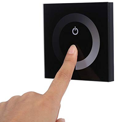 AUNMAS Touch Panel Dimmer, Wall Switch Controller DC 12V-24V Single Color LED Light Strip Wall Switch(Black)