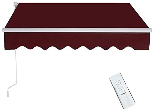 Tenda da Sole Manuale Avvolgibile Elettrico, Tenda da Sole a Muro con Bracci Estensibili e Manovella,Tettuccio Parasolo Ideale per Giardino e Balcone,Tenda da Sole motorizzato per Esterno,#5,3x1.5m