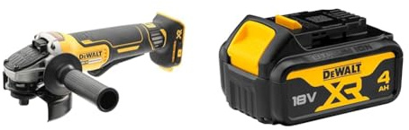 DEWALT DCG406N-XJ Angle Grinder 18V XR Brushless 125mm, Bare Unit + DEWALT Battery