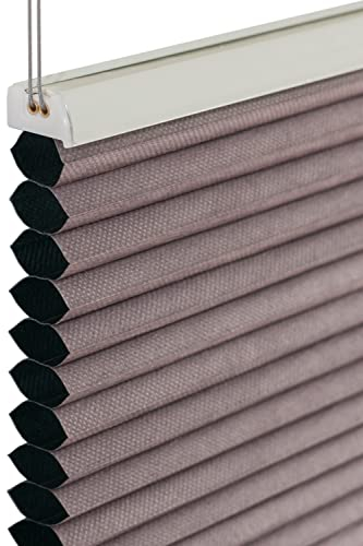 EXKLUSIV HEIMTEXTIL Wabenplissee Verspannt mit Klemmträgern ohne Bohren Verdunklung 90 x 140 cm Silbergrau-braun