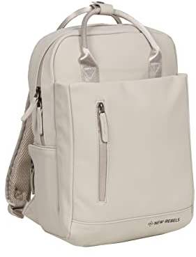 New Rebels Unisex Harper Miami Rucksack – 9L wasserdichter Rucksack mit Doppelverschluss – 13-Zoll-Laptopfach – Wasserabweisender Reißverschluss – Gepolsterte Träger, ideal für Arbeit & Schule - Beige