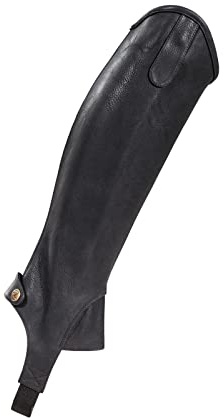 HORZE Desta synthetische Halb-Chaps Reiten Damen und Mädchen Lehrgänge, Training oder Turnier, schwarz, elastische Stege, Schwarz, M