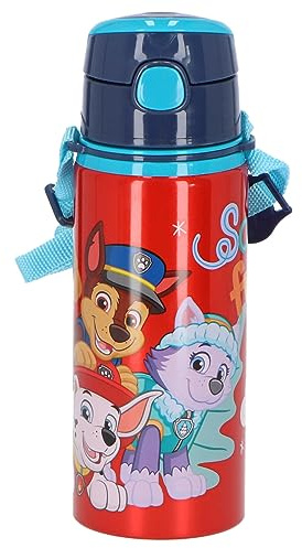 Paw Patrol Trinkflasche Alu 600ml, Hochwertige Alu-Trinkflasche mit Push-Pull-System und Verschlusskappe, KL85950, Kids Licensing, Bunt
