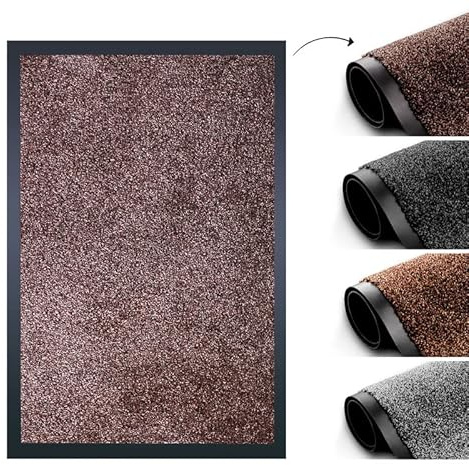 TradeXone Door Mat Non-slip Mats-Stain-Resistant Entrance Rug- Heavy Duty Washable Door Mats Indoor- Dirt Capture, Super Absorbent, Soft Feel Polyester Door Mats Outdoor (120cm x 180cm, Brown)