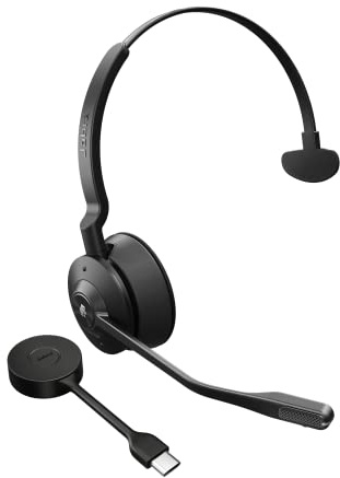 Jabra Engage 55 Schnurloses Mono Headset mit Link 400 USB-C DECT-Adapter - Mikrofon mit Geräuschunterdrückung, umfangreiche Reichweite, Gehörschutz - Für MS Teams Zertifiziert - Schwarz