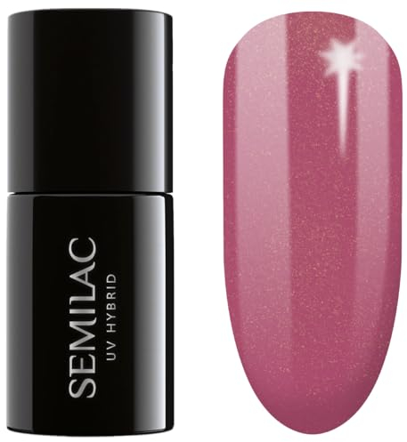 SEMILAC Gel Nail Polish 377 Shimmer Stone Ruby - Full Coverage Gel Polish - Soak Off Easy To Use LED/UV Nail Lamp - Long Lasting Manicure and Pedicure up to 3 weeks