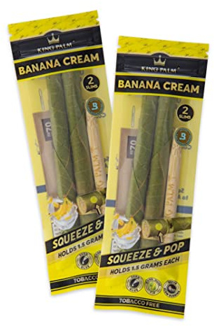 King Palm Slim Size Cones - 2 Cones per Pack, 2 Packs - Organic Pre Rolled Cones - King Palm All Natural Pre Rolls - (Banana Cream)