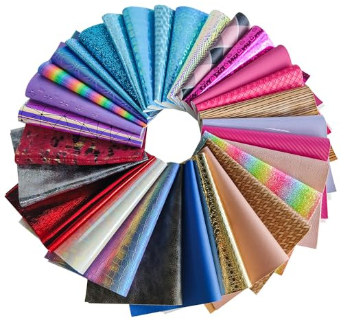 XHT 30 Stück zufälliges Kunstleder mit verschiedenen Farbstilen, 20 x 30 cm, verwendet für die Herstellung von Ohrringen, kleinen Spielzeugen und Schneiden und Spleißen DIY-Projekte (30PCS-A4)