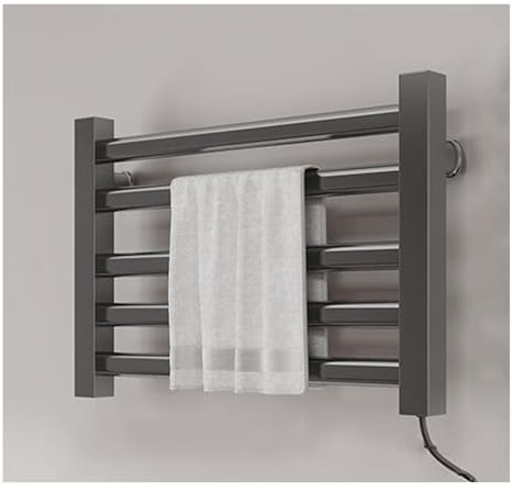 Radiador Toallero Electrico 5 Barras, Secador Electrico de Toallas Pared, Calienta Toallas Baño 95W con Intelligent Thermostatic Control, Plug In,Gris