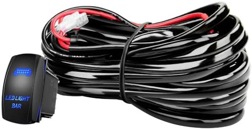 Gebildet Kit de Faisceau de câblage pour Barre Lumineuse LED Robuste 12 V/180 W 5 Broches Laser à Bascule Marche/arrêt Interrupteur étanche Relais de Puissance Lame fusible-1 Plomb