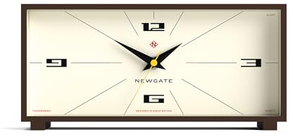 NEWGATE® Thunderbird Reloj de Escritorio | Diseño Rectangular Retro contemporáneo | Marrón Moca | Estilo Moderno de Mediados de Siglo para Escritorio, repisa de la Chimenea, Mesa o Estante