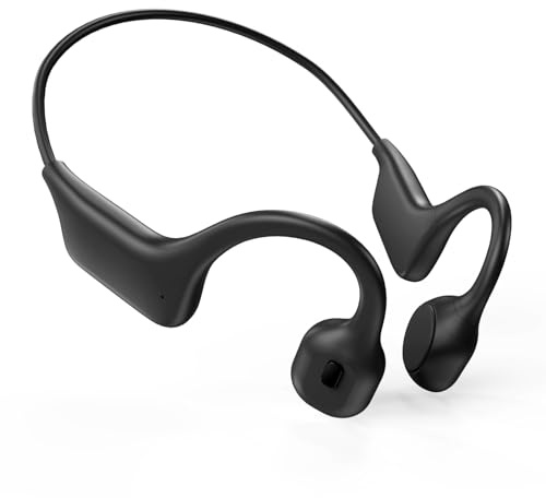 HOLEEKIC Bone Conduction Headphones, Sports Headphones Wireless Bluetooth 5.3 with Mic, IPX7 Waterproof Sweatproof Open Ear Headphones for Running, Cycling, Gym(Black)
