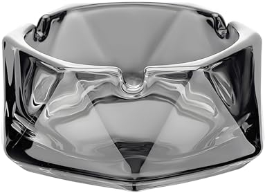Slege Aschenbecher,Geometrischer Aschenbecher Glas,Winddichter großer ∅12 cm großer Zigarettenaschenbecher Außenbereich,Aschenbecher für drinnen,Zigarren Aschenbecher,Geschenke Männer(Grau)