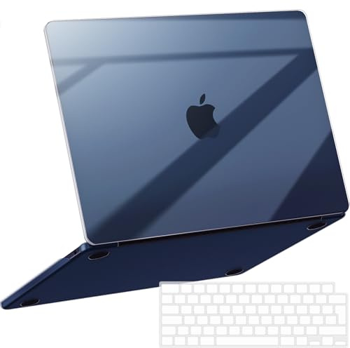 NPUOLS Hülle für MacBook Air 13,6 2026-2022, ExtraDünn Klar Mitternacht | Für Modelle A2681 A3113 A3240 A3449 mit M2 M3 M4 M5 Chips，Hartschale Schutzhülle Snap Case & Dünne EU TPU Tastaturabdeckung