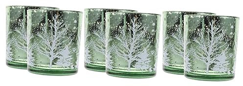 Amosfun 6 STK Kerzenhalter aus Glas Hochzeitsdekorationen für die Zeremonie Weihnachtsdekoration christbaumkerzenhalter Christbaum kerzenhalter Teelichthalter Weihnachtsbedarf Green