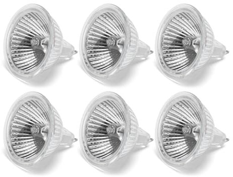 MR16 12V 35W Halogenstrahler GU5.3, Leuchtmittel Dimmbar Warmweiß 2700K, Halogen Spot, halogen Stiftsockellampe 2 Pin, Halogen Reflektorlampe für Wohnzimmerbeleuchtung, Landschaftsbeleuchtung, 6 Stück