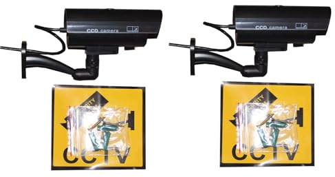 Telecamera di sicurezza finta a cupola simulata impermeabile a LED lampeggiante con luce lampeggiante di sicurezza, telecamere simulate per esterni e interni, 2 pezzi