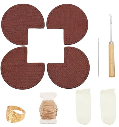WEBEEDY DIY Bag Corner Repair Set DIY Kit for Bag Corner Fix Protector Leather Sewing Kit with Bag Corner Patch,Cone,Needle,Thread and Finger Cots Leather Bag Fix Sewing Working Crafting Projects