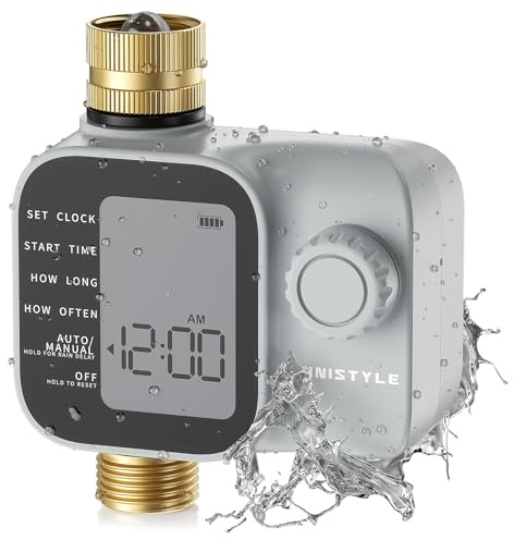 [2026-uppgradering] Sprinklertimer med mässingsintag och uttag, enhetlig programmerbar vattentimer för trädgårdsslang, IP55 vattentäta slangtimers med manuell bevattningstimers för gård och gräsmatta