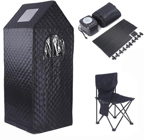 Sauna Box, Sweatbox Sauna, 80 X 80 X 190 Cm, Kit De Sauna à Vapeur Portable Avec Télécommande Et Chaise Pliante, Hammam Personnel Pour La Relaxation à Domicile