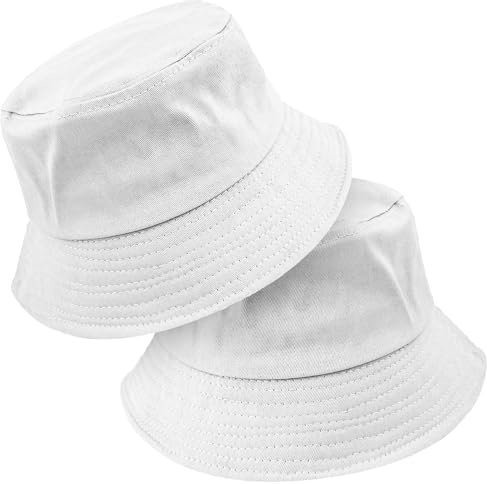Carreneu 2 Pcs Fischerhut Bucket Hat Weißer Fischerhut Unisex Bucket Hat für Damen & Herren Sommer Sonnenschutz Anglerhut Fischerhüte für Wandern Camping Reisen Angeln Golf Outdoor Aktivitäten