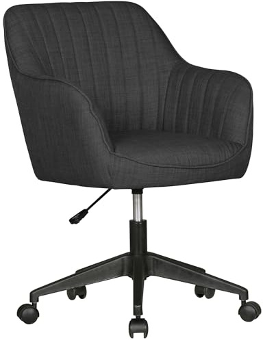 KADIMA DESIGN Schreibtischstuhl Miami Anthrazit Stoff Drehstuhl mit Lehne 120 kg | Bürostuhl Drehsessel mit Rollen | Designer Schalenstuhl bequem | Schreibtischsessel Büro