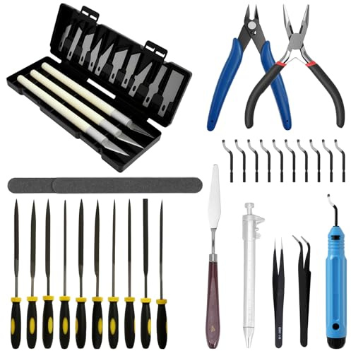 Lot de 42 outils d'imprimante 3D Mintion, outils de modélisation, limes à aiguilles, outils d'ébavurage et kits de couteaux de coupe pour modélisme, bricolage, découpe, sculpture de pochoirs