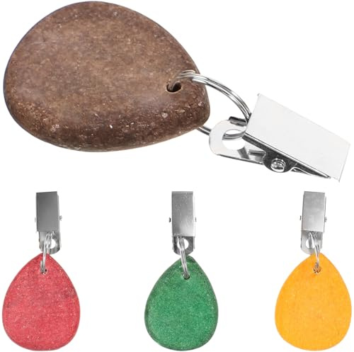 CHICAMPERA Tischdeckenanhänger 4 Stück aus Stein und Edelstahl, Windfest | Gewichte Tischdecke Outdoor, Rostfrei und Stück Geformt, Dekorativ für Tisch