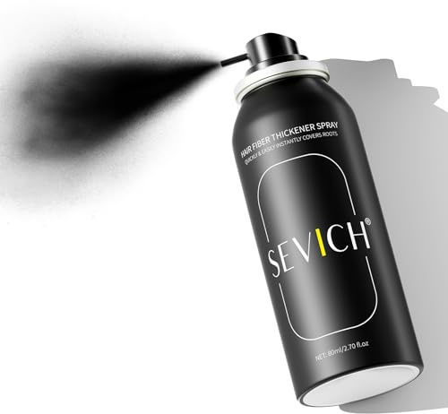 Sevich Hair Fiber Spray for Thinning Hair - Black Hair Building Fibers Instant Thickening for Men & Women, Waterproof & Sweatproof Root Touch Up Spray, Travel Size 80ml (Black)