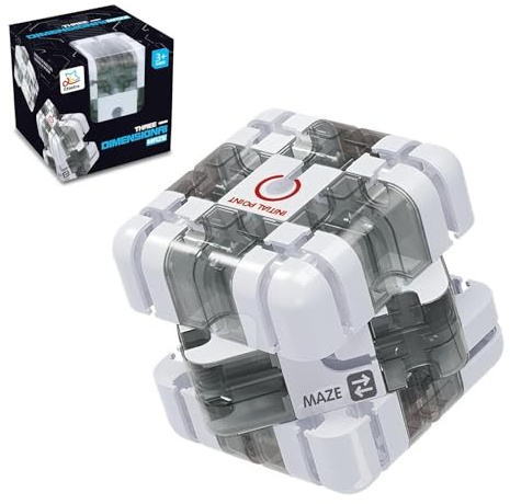 Valicaer Large Labyrinth 3D Puzzles Maze Cube,2-in-1 Kugellabyrinth Zauberwürfel Spielzeug, für Erwachsene und Jugendliche, Interaktives Würfel Labyrinthspiel, Lernspielzeug Geschenk (Grau)