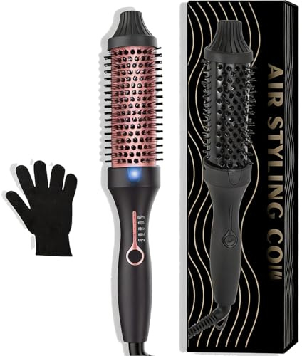 Thermal Brush Keratin Warmluftbürste Heat Brush 38Mm, Thermobürste Rundbürste, Hot Brush 120-200℃, Double Spannung Thermo Bürste, Ionisch Glatt Scheinen Volumen Kamm
