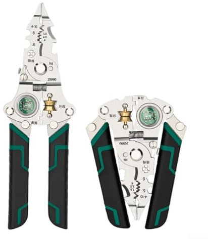 Pinze pieghevoli per elettricisti tutto in uno, con funzioni di spelatura, taglio, crimpatura e test di tensione per professionisti elettrici