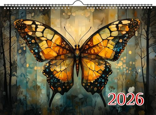 2026 Wall Calendar [8x12] Butterfly Dreams: Magical Butterflies in Vibrant Colors, Painted with Ethereal Light, Abstract Elements, and a Surreal Fantasy Glow.