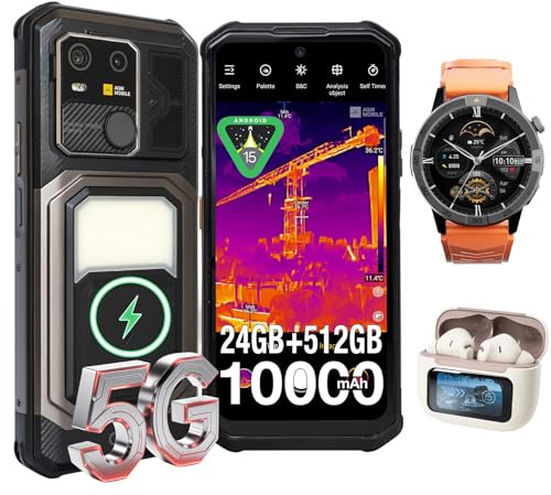 Smartphone Robuste 5G G3 Pro (Caméra Thermique, 10000mAh) + Montre Militaire GPS (AMOLED, 5ATM) + Écouteurs ANC avec Écran Tactile - Le Trio Indestructible pour Chantier et Aventure
