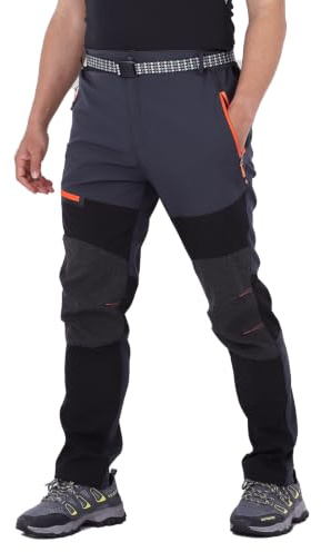 HomKuch Uomini Leggeri Pantaloni da Camminare all'aperto Stretch Traspirante Camping Pantaloni da Escursionismo con Zip Tasche