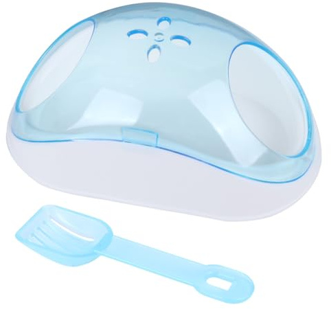 JEWEDECO Recipiente de Plástico para Baño con Arena para Hámster y Chinchilla, Medio Transparente con Entrada Diseñada, Incluye Pala para Arena, Adecuado para Hogar y Color Aleatorio