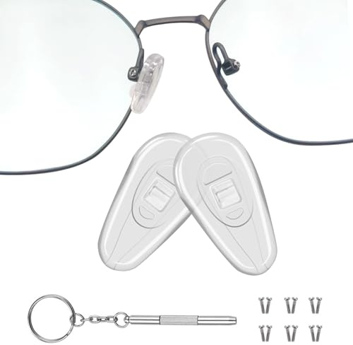 Mr.ZzjOOj Eyeglasses Nose Pads, Upgraded Soft Silicone Air Chamber Eyeglass Nose Pads, 6 Pairs of Screw-in 15mm Glasses Nose Pad Set with Screws and Micro Screwdriver