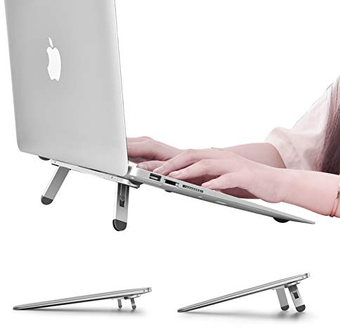 nediea Laptop Ständer Erhöhung, Mini Laptop Füße, Aluminium Notebook Stand | Klein Faltbarer Laptopständer Kompatibel mit MacBook Air Pro, Dell XPS, HP, mehr 10-15,6 Zoll Laptops, Tastaturs